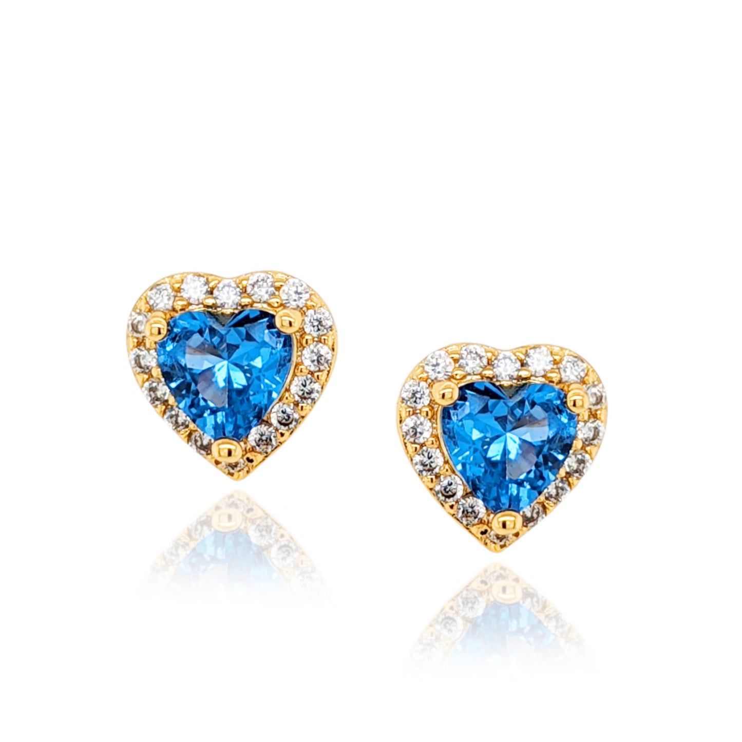 Gold Plated Surgical Steel CZ Border Heart Shape Earrings (8mm) - HK Jewels