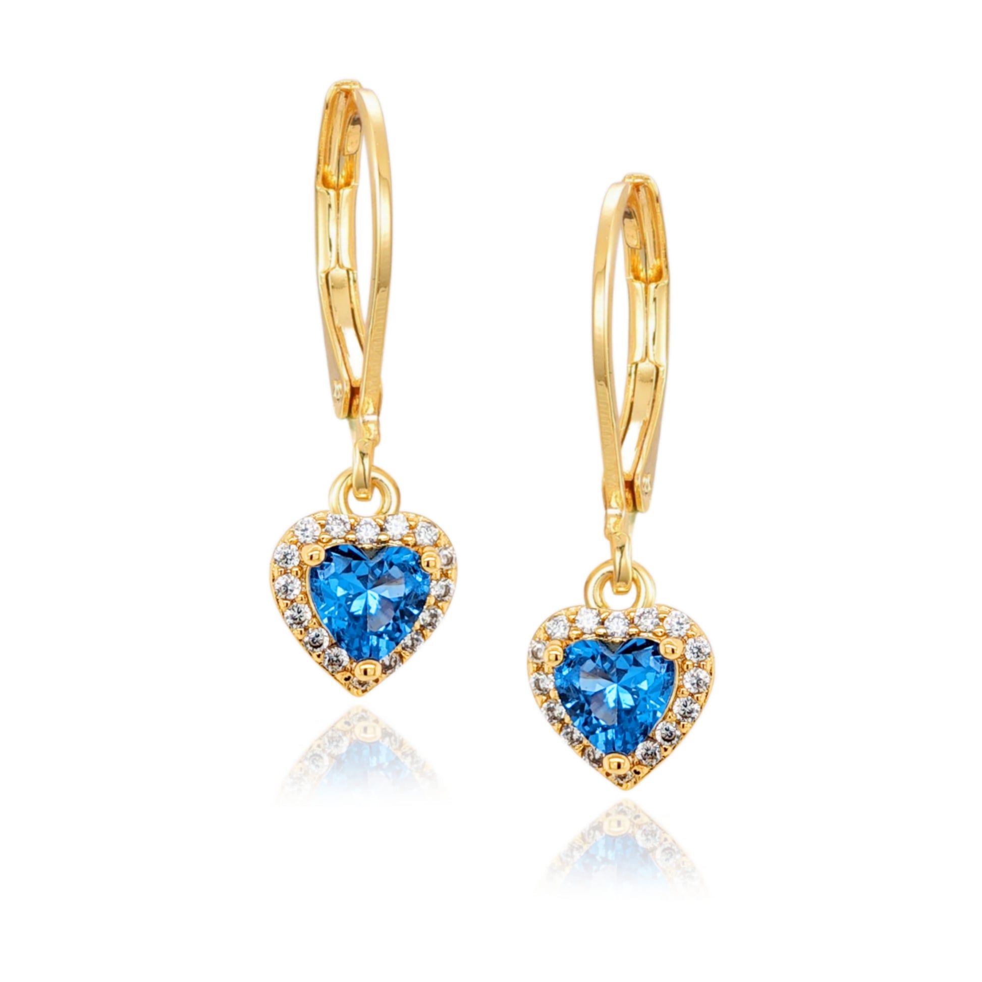 Gold Plated Surgical Steel CZ Border Heart Shape Earrings (8mm) - HK Jewels