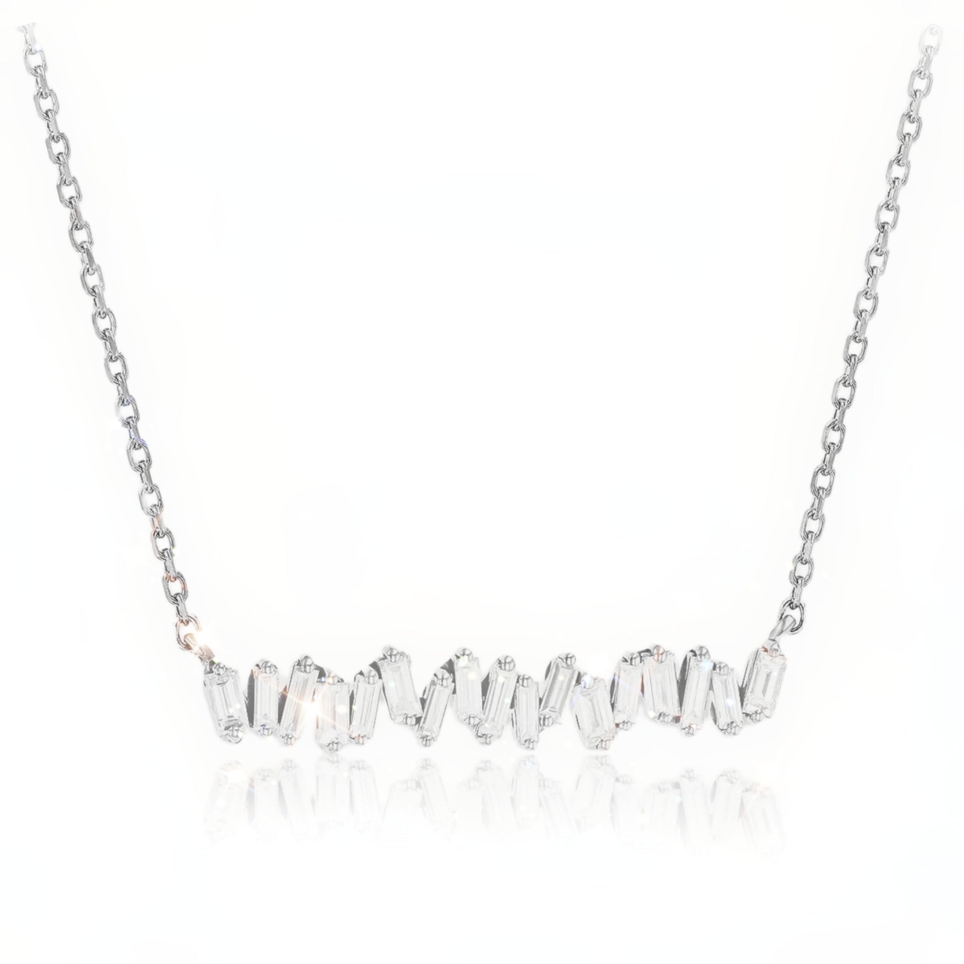 Sterling Silver Baguette Bar Necklace - HK Jewels