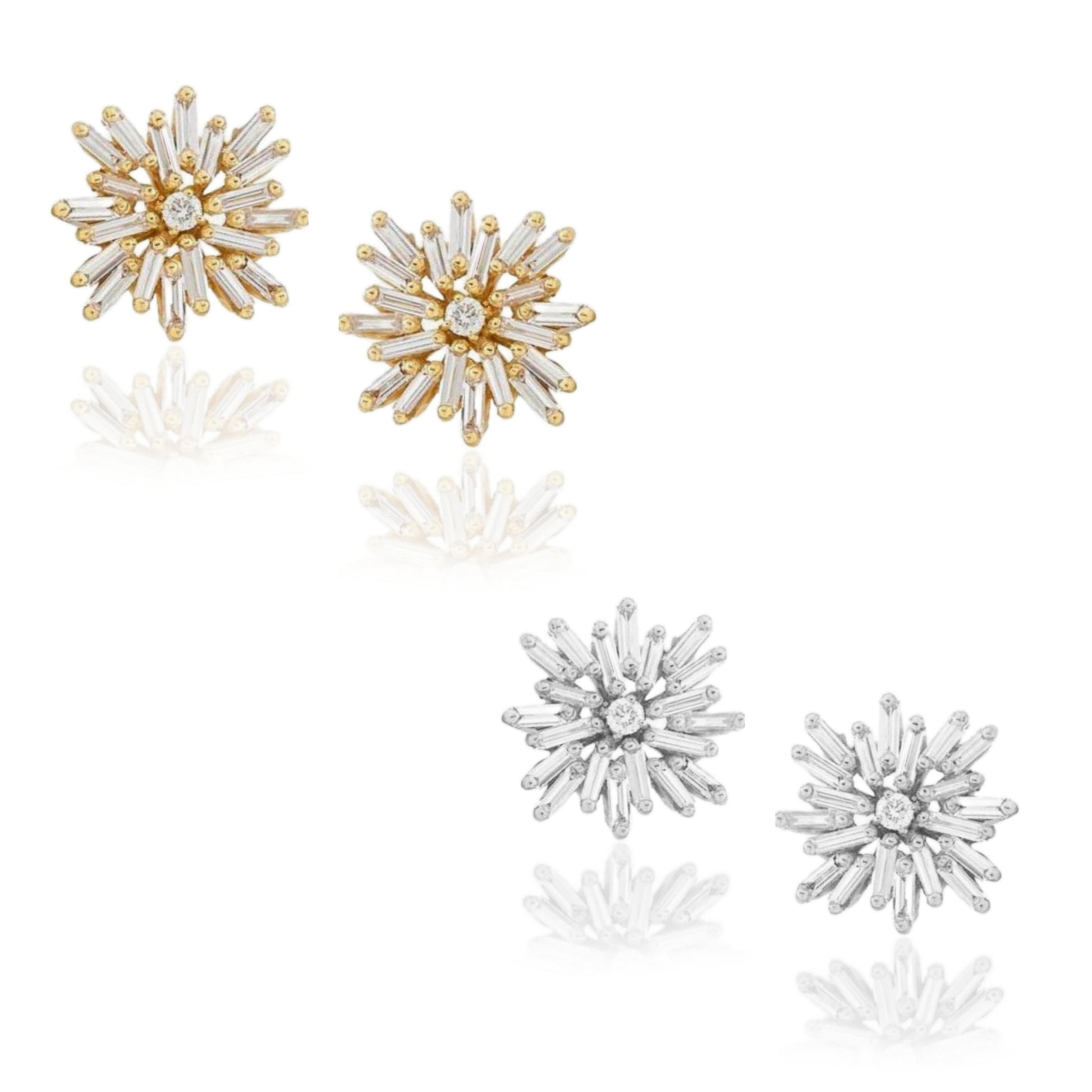 Sterling Silver Baguette Stud Earrings - HK Jewels