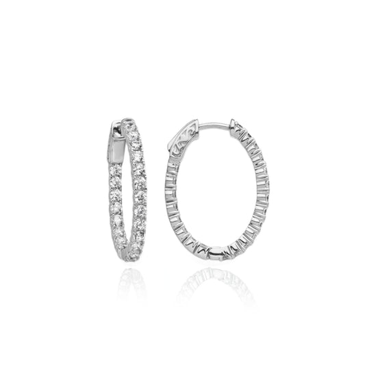Surgical Steel Small Oval CZ Hoop - HK Jewels