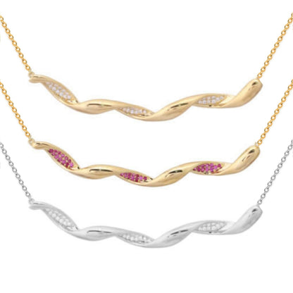 Ribbon Twist Bar Necklace - HK Jewels