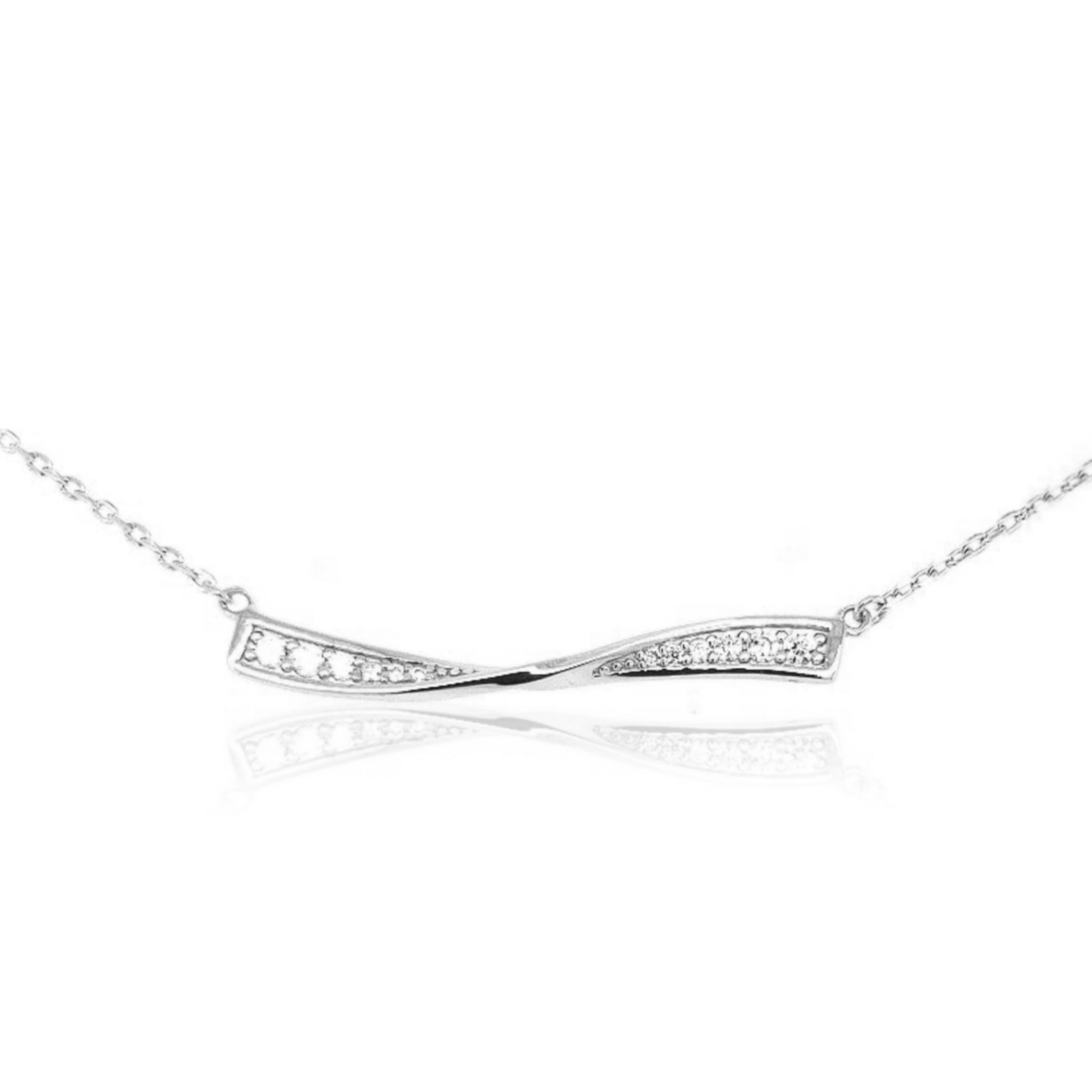 Sterling Silver Twisted Bar Necklace - HK Jewels