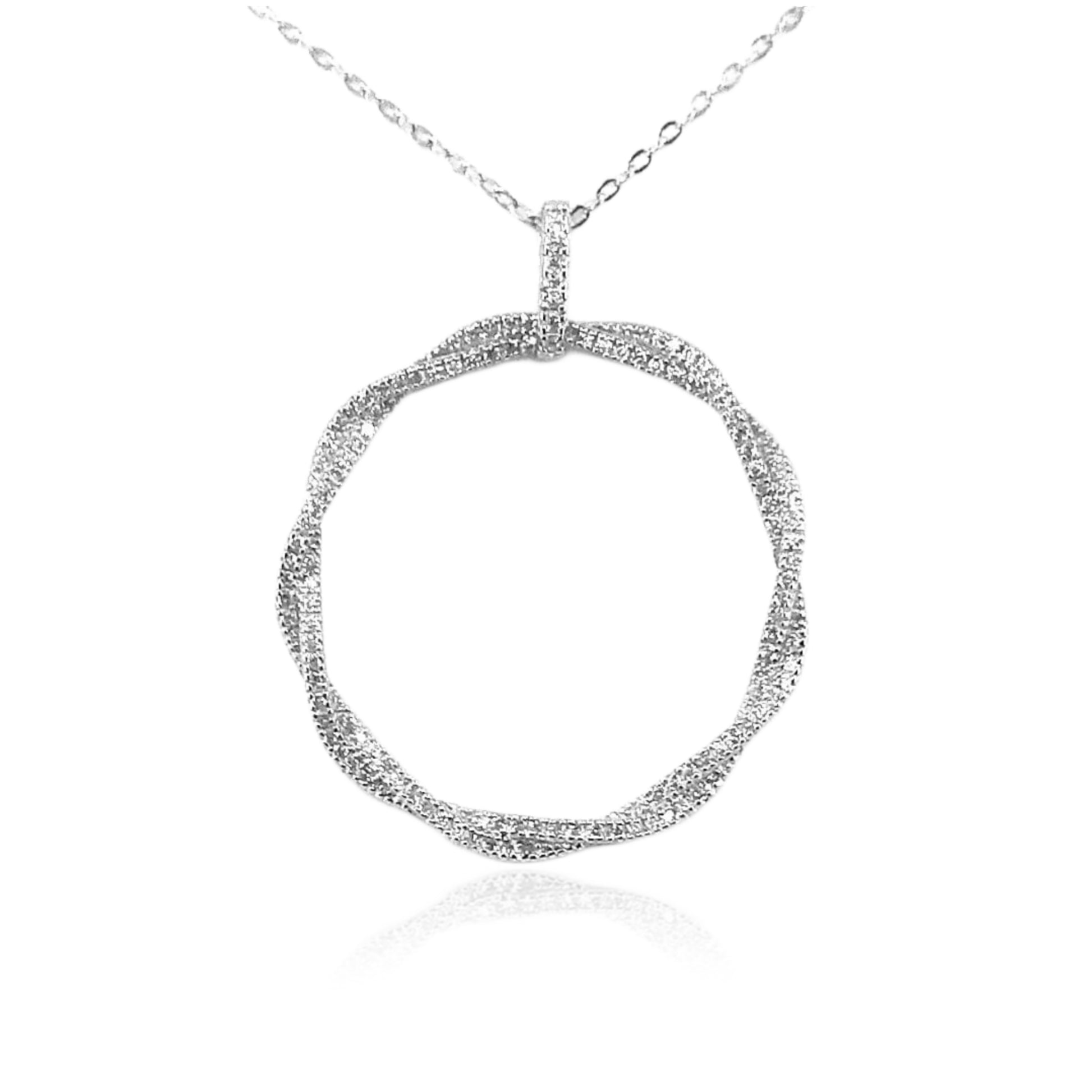 Sterling Silver Twisted Circle Pendant - HK Jewels