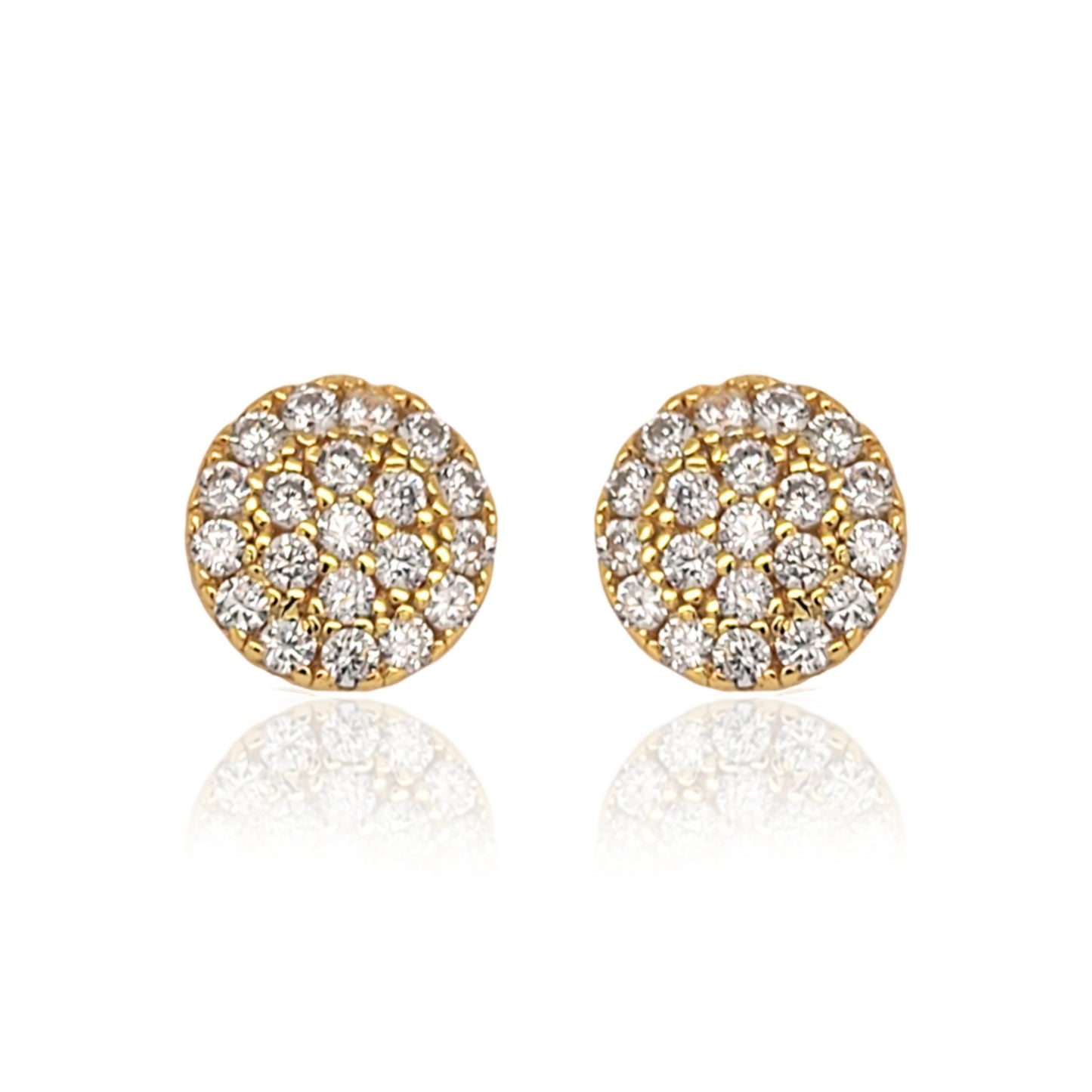 Sterling Silver Round Micropave Stud Earrings - HK Jewels