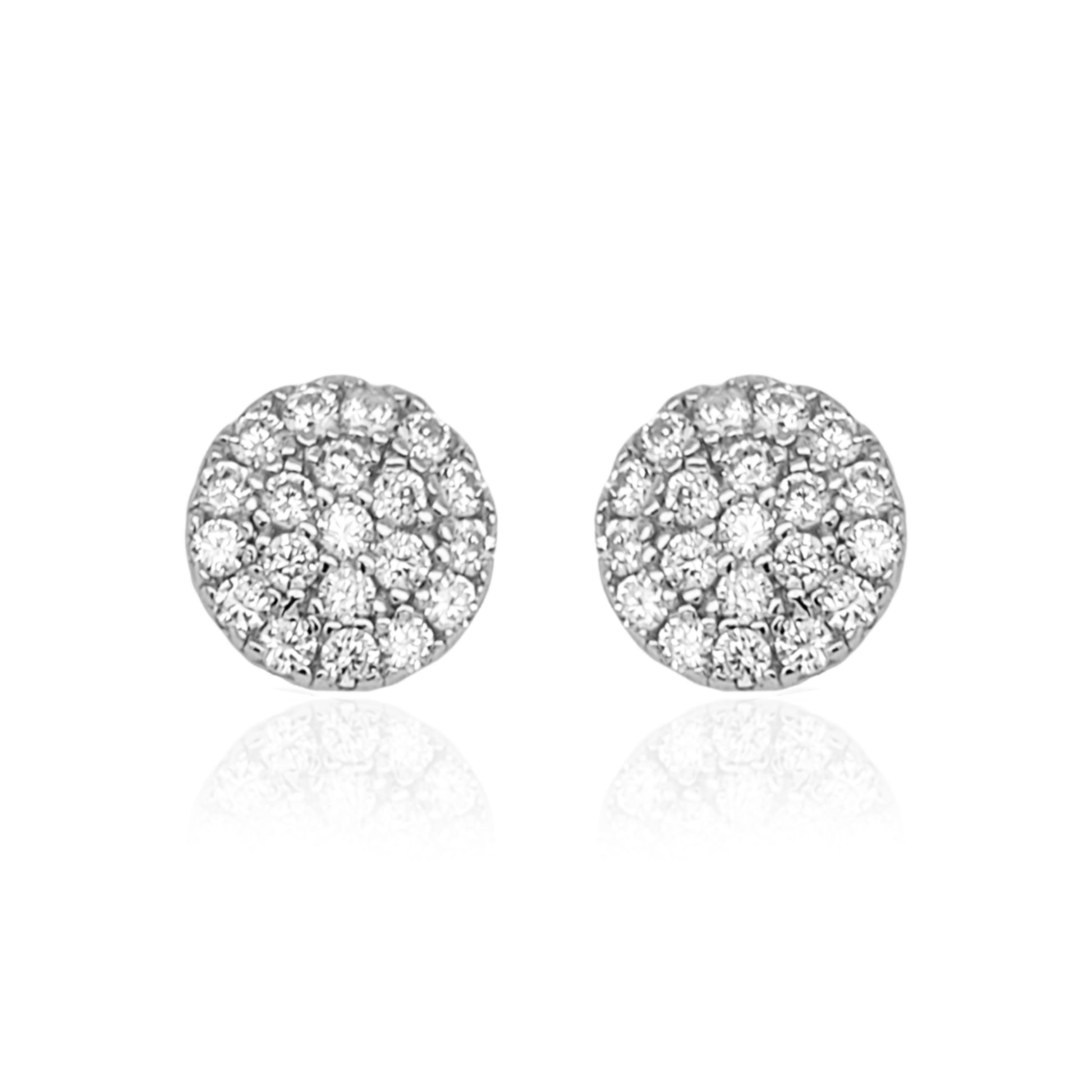 Sterling Silver Round Micropave Stud Earrings - HK Jewels