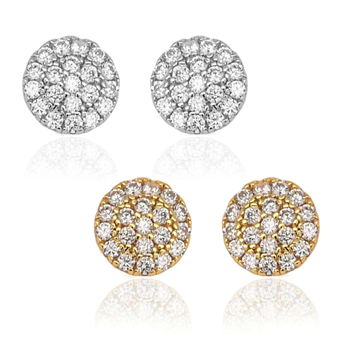 Sterling Silver Round Micropave Stud Earrings - HK Jewels