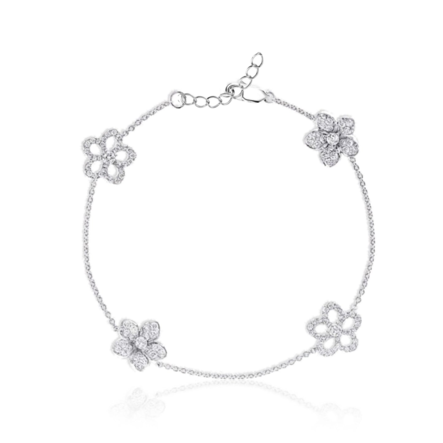 Sterling Silver 4 Flower Bracelet - HK Jewels
