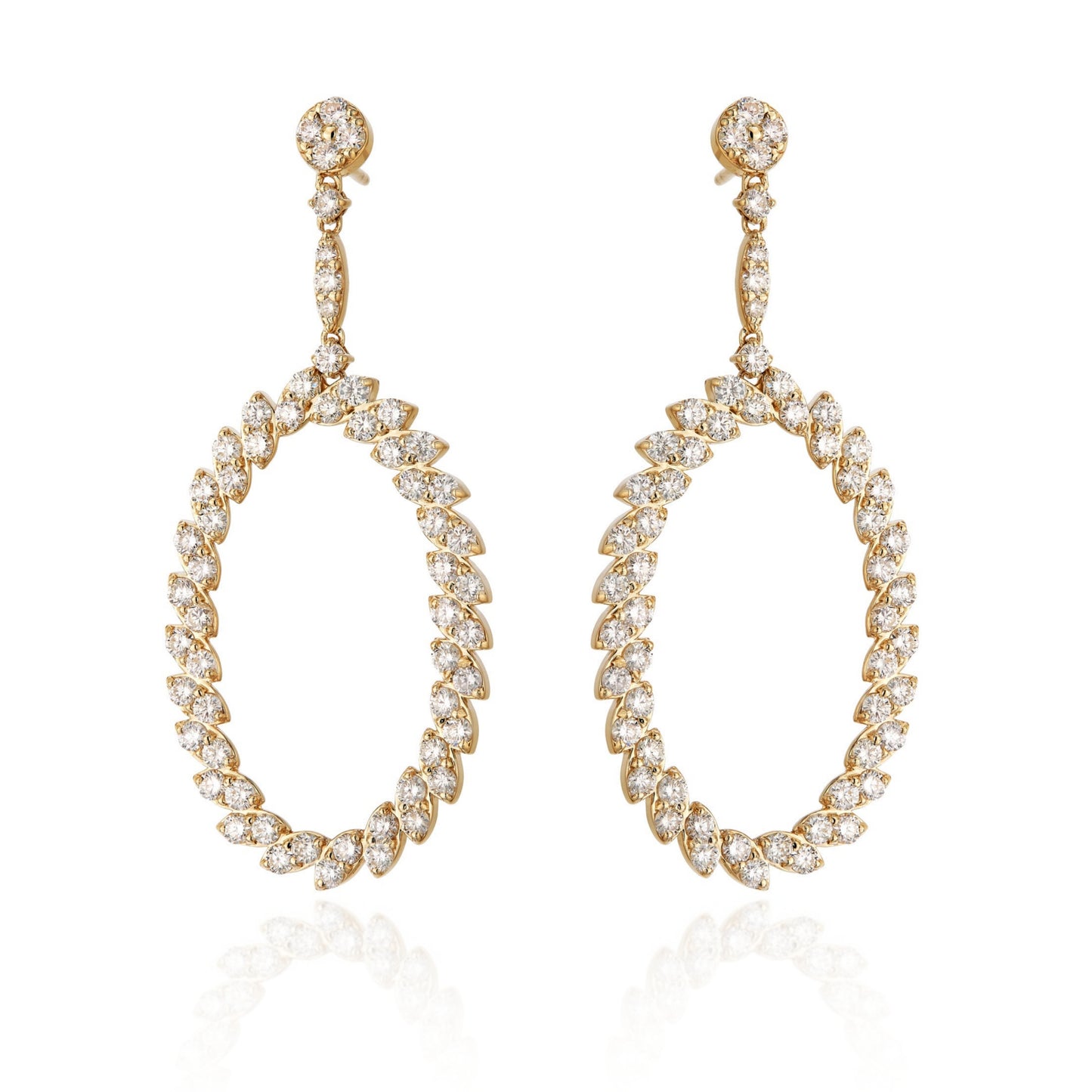 Gold Plated Sterling Silver Oval CZ Earrings - HK Jewels