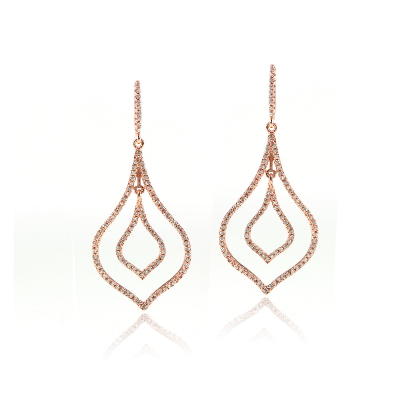 Rhodium Plated Sterling Silver MicroPave Marquis Earrings - HK Jewels