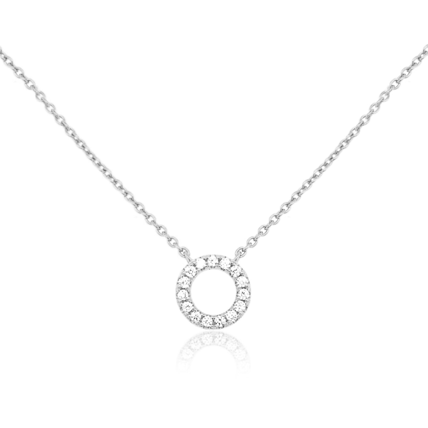 Sterling Silver Small CZ Circle Necklace - HK Jewels