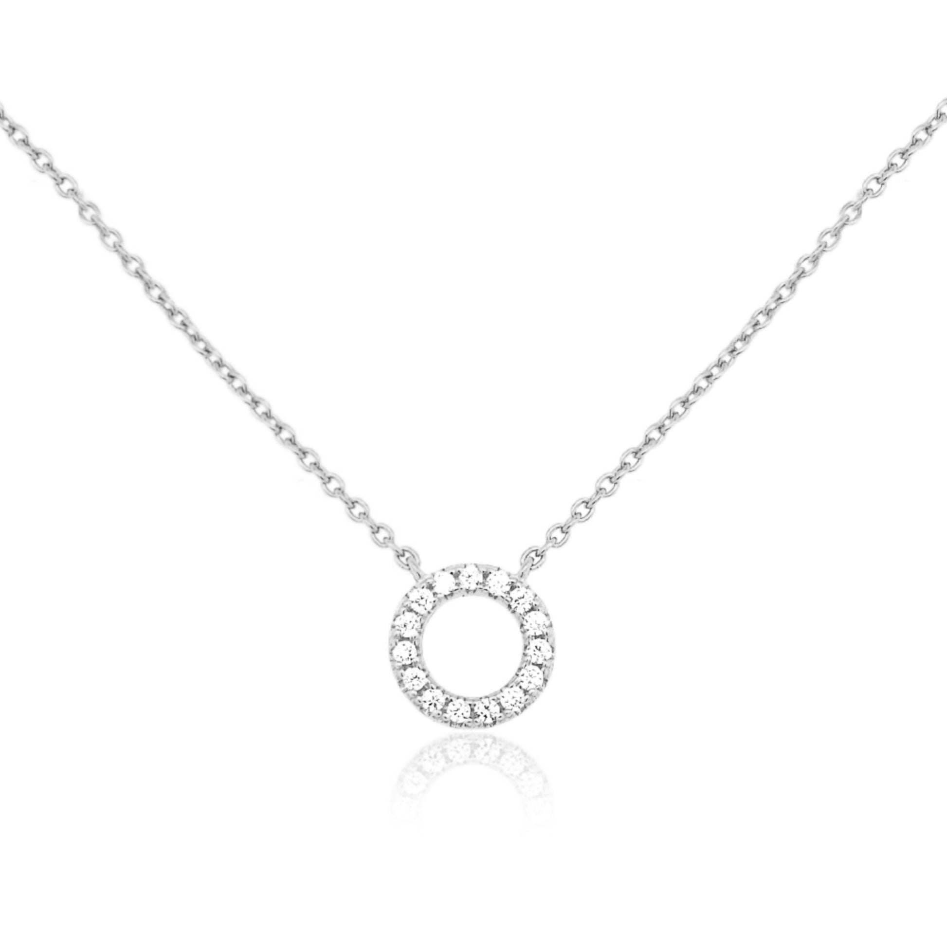 Sterling Silver Small CZ Circle Necklace - HK Jewels