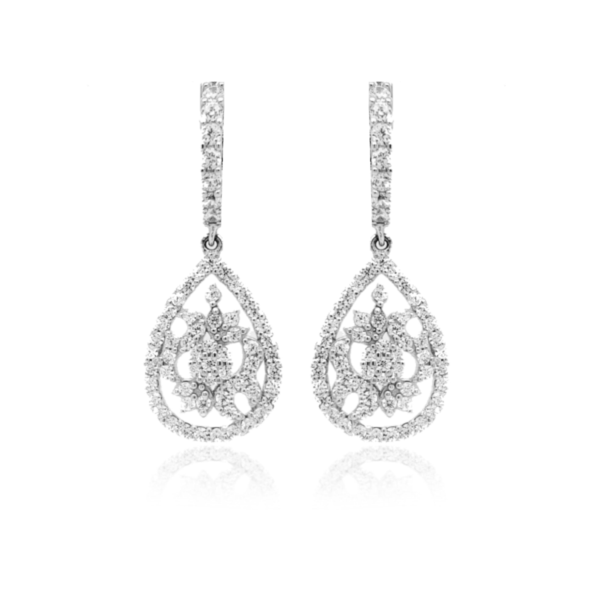Sterling Silver CZ Teardrop Earrings - HK Jewels
