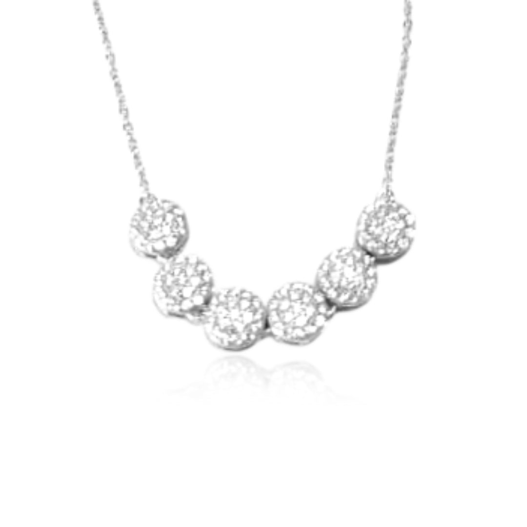 Sterling Silver 6 Micro Pave Circles Bar Necklace