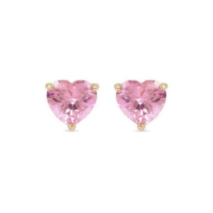 Gold Plated Surgical Steel CZ Heart Stud Earrings