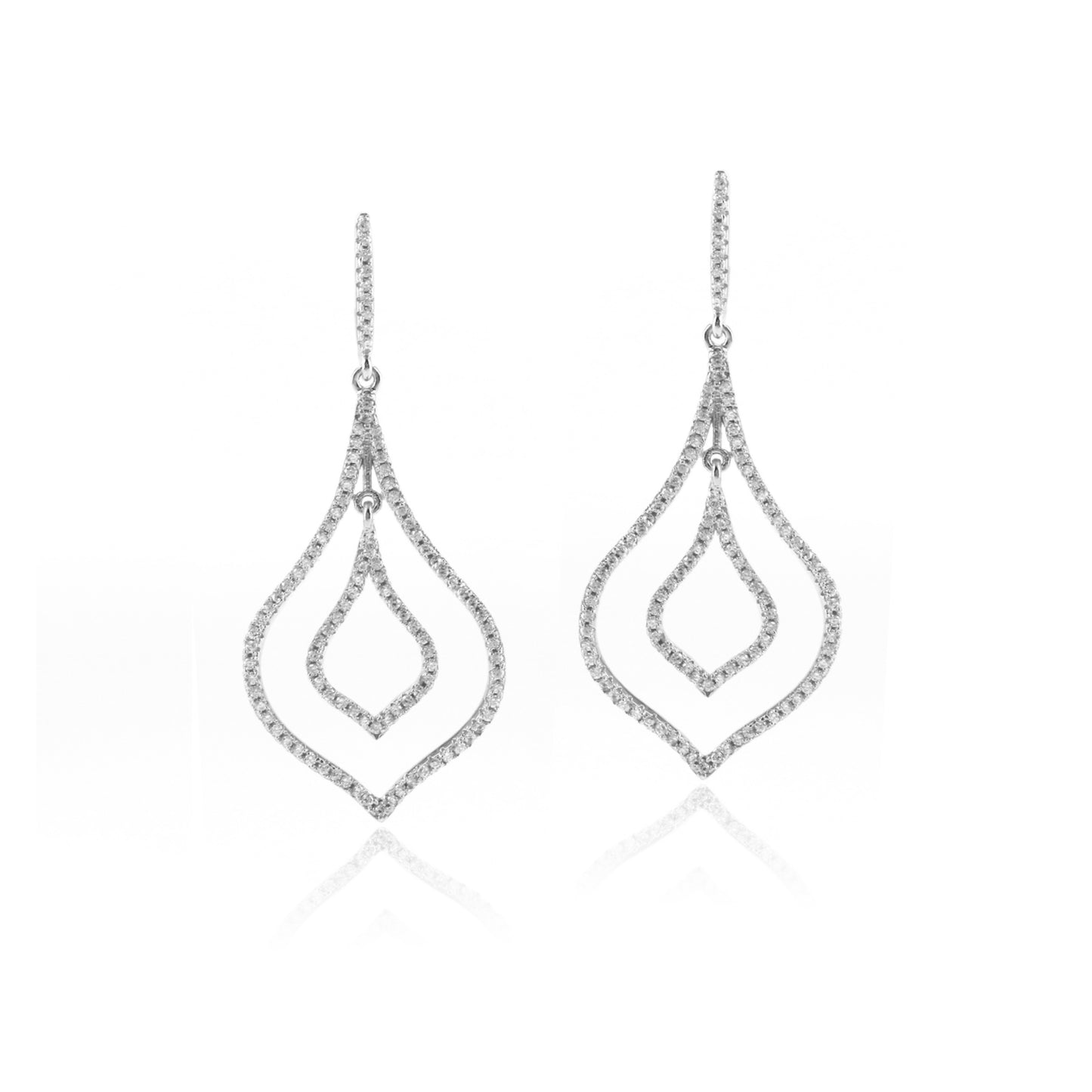 Rhodium Plated Sterling Silver MicroPave Marquis Earrings