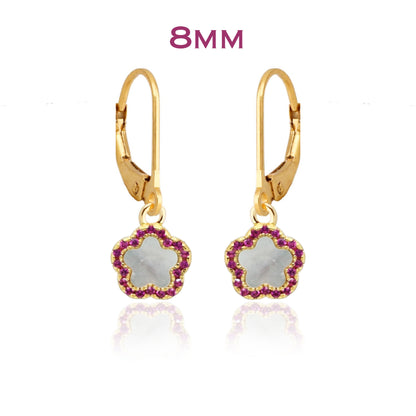 Surgical Steel Mother of Pearl CZ Flower Earring