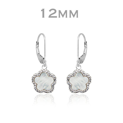 Surgical Steel Mother of Pearl CZ Flower Earring