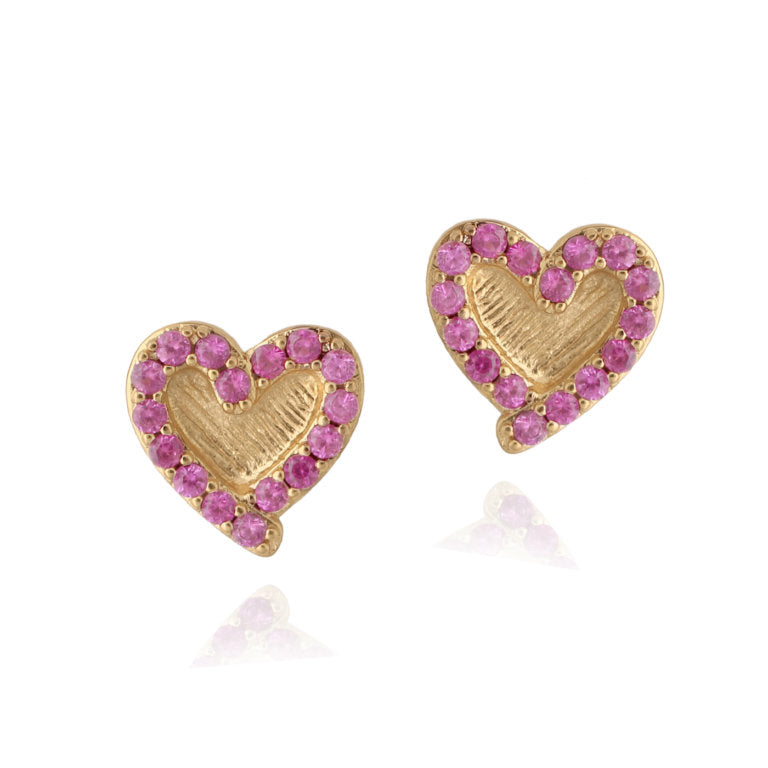 Surgical Steel Pink Heart Stud Earrings - HK Jewels