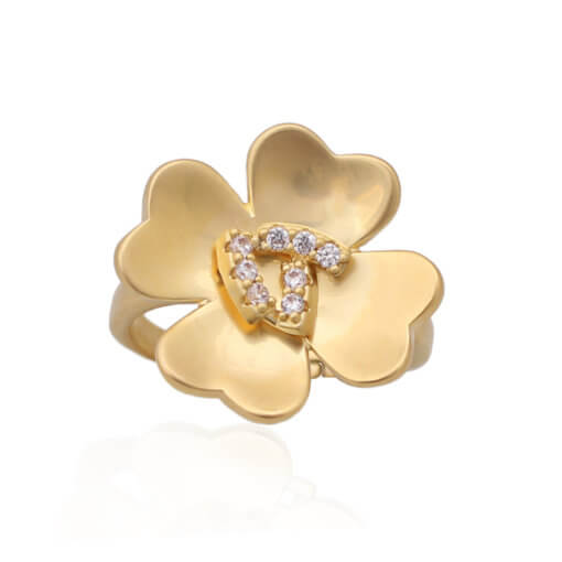 Matte Gold Four Petal Flower Ring - HK Jewels