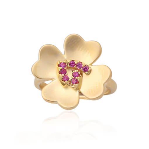 Matte Gold Four Petal Flower Ring - HK Jewels