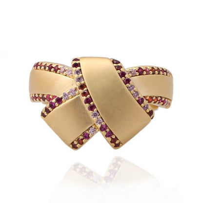 Matte Gold Knot MicroPavé Ring - HK Jewels