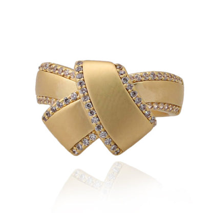 Matte Gold Knot MicroPavé Ring - HK Jewels