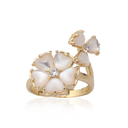 Mother-of-Pearl Flower Ring - HK Jewels