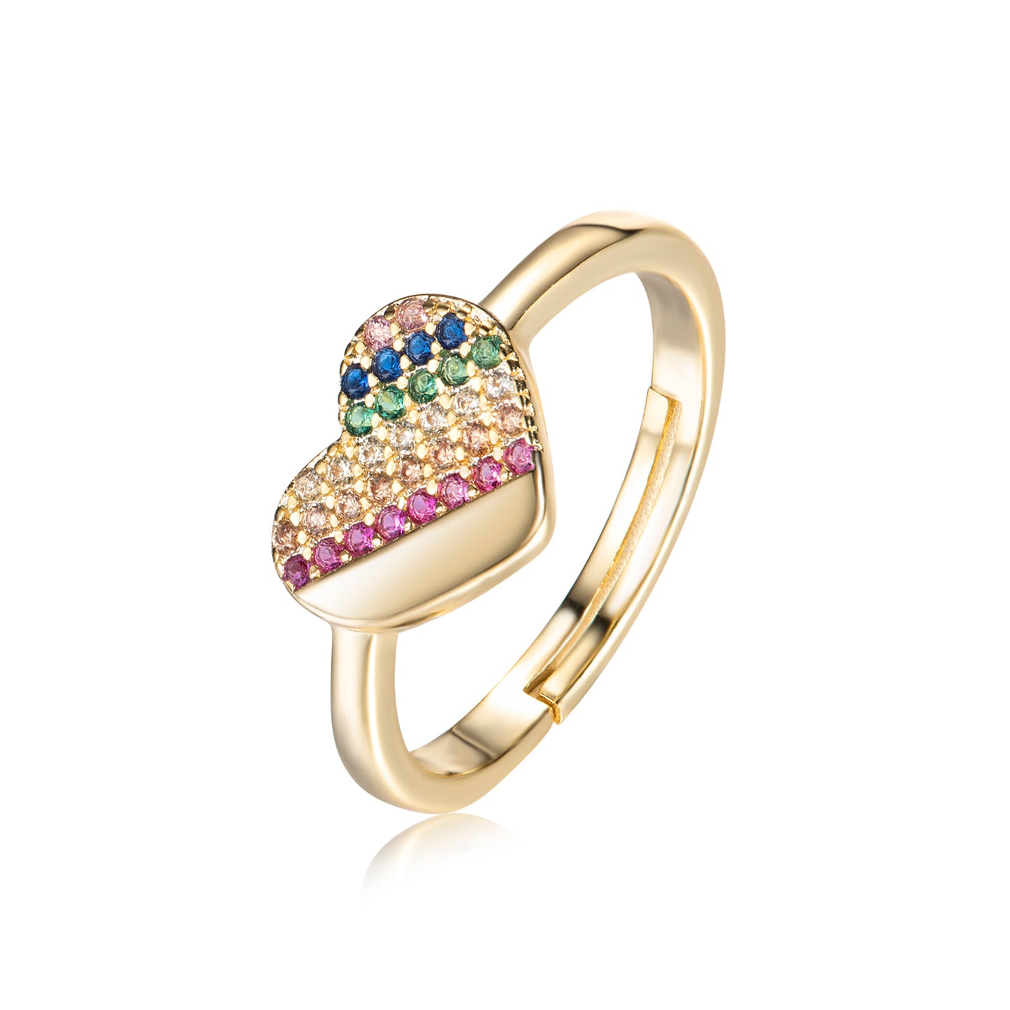 Gold Plated Colorful CZ Heart Kids Ring - HK Jewels