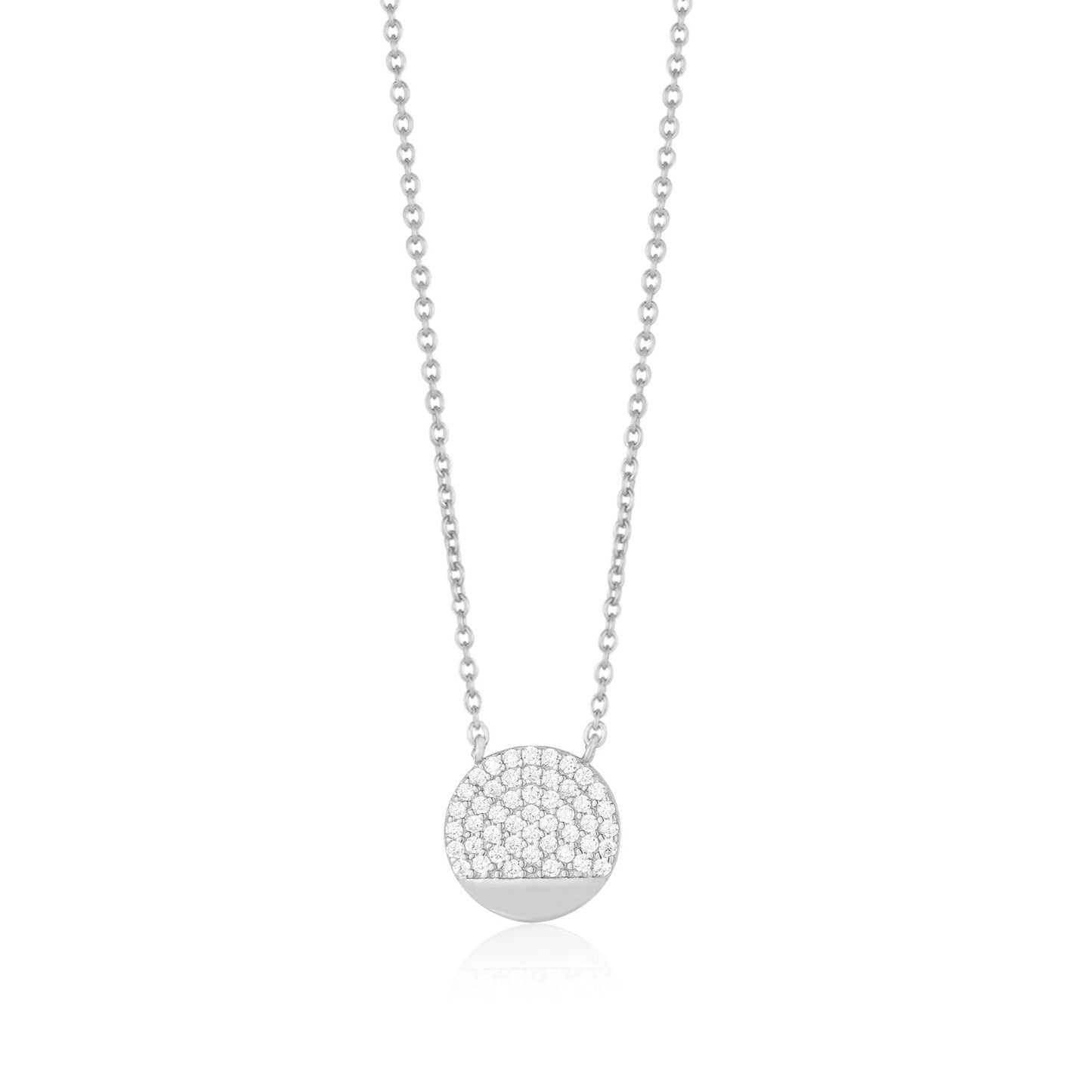 Sterling Silver 3/4 CZ Circle Necklace