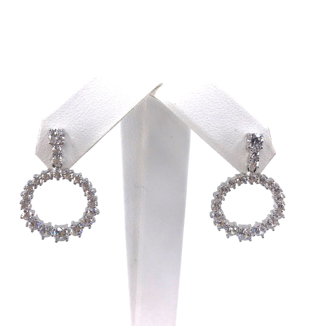 Sterling Silver CZ Round Earring - HK Jewels