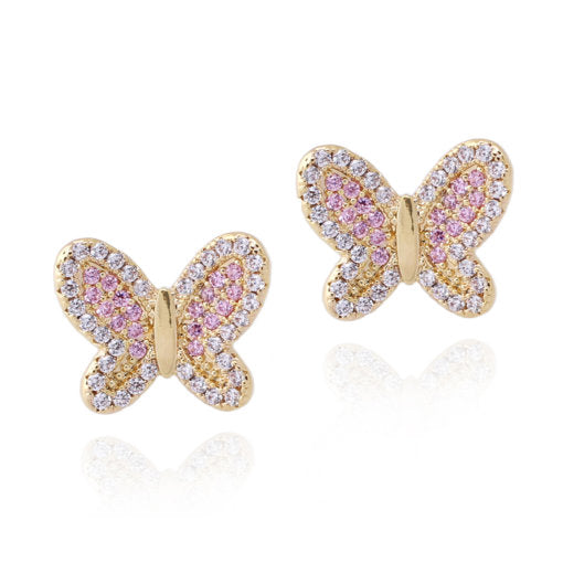 Surgical Steel CZ Butterfly Stud Earrings - HK Jewels