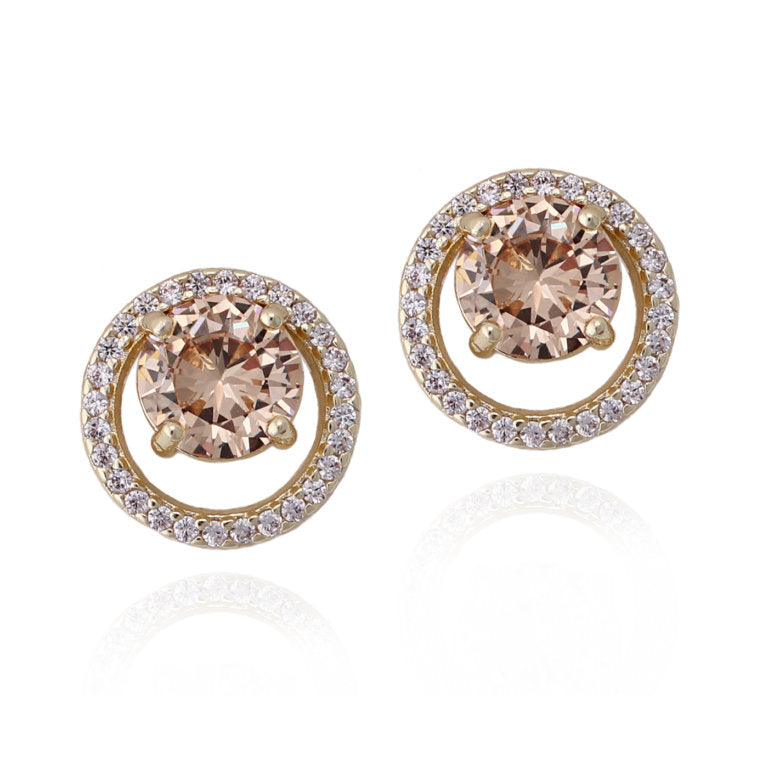 Surgical Steel Champagne Stone Stud Earring - HK Jewels