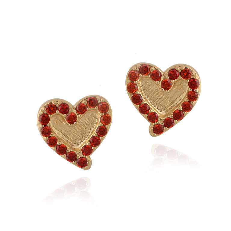 Outline Red Heart Stud Earrings - HK Jewels