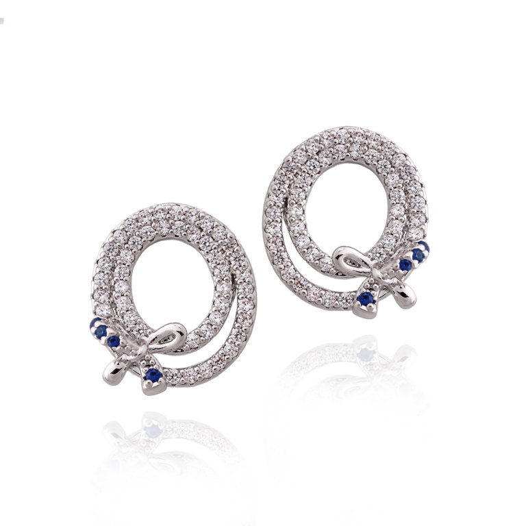 Oval Outline with bow Stud Earring - HK Jewels