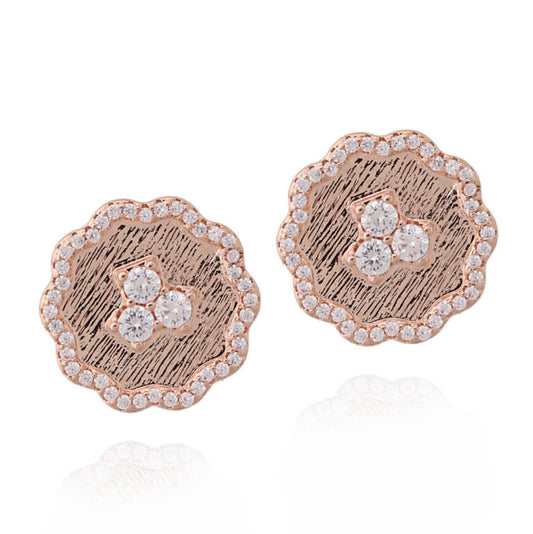 Wavy Flower Brushed Rose Gold Earring - HK Jewels