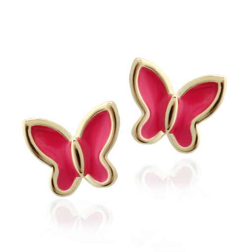 Surgical Steel Tiny Enamel Butterfly Stud Earring - HK Jewels