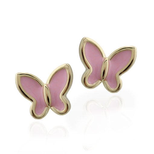 Surgical Steel Tiny Enamel Butterfly Stud Earring - HK Jewels