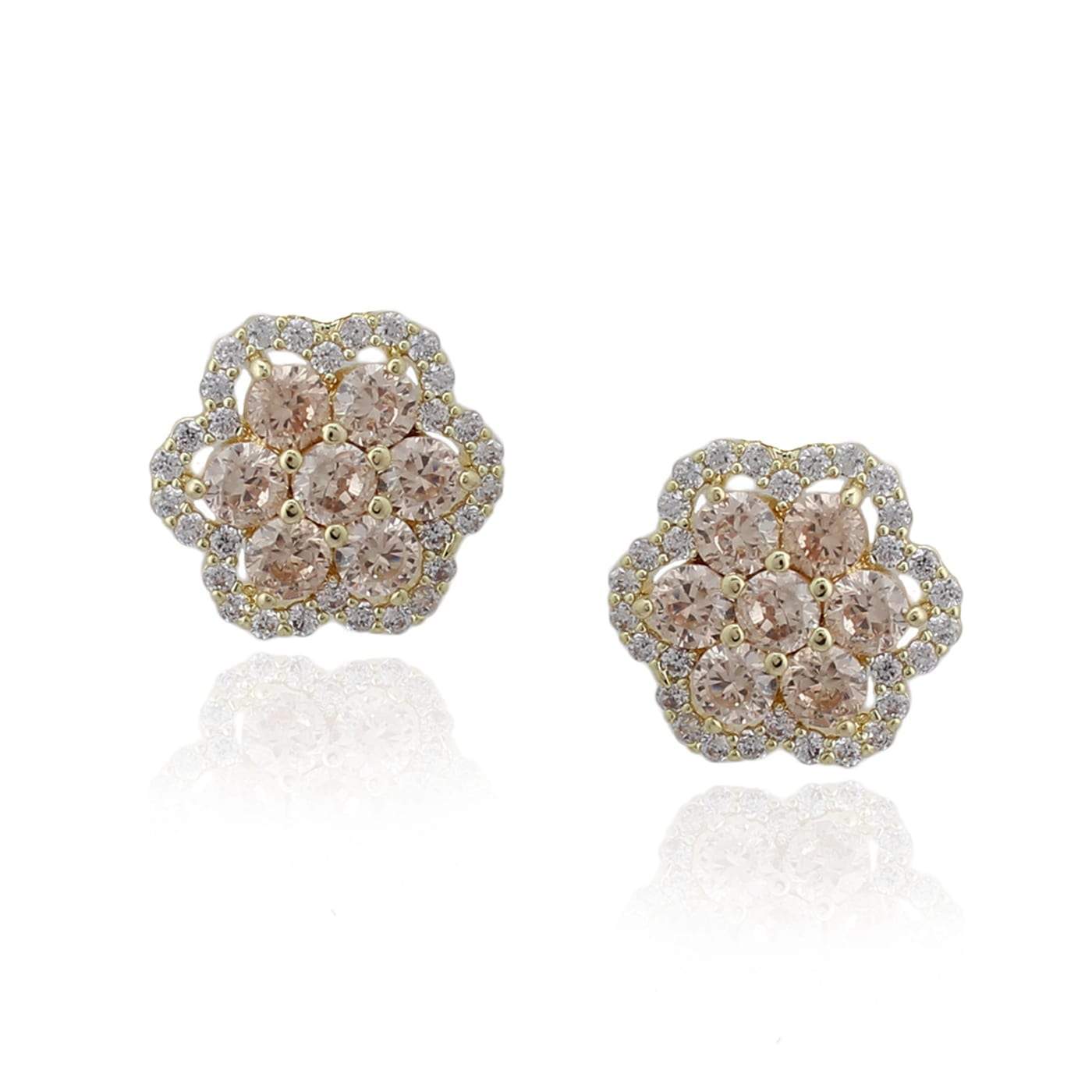 Seven Stone Flower Stud Earrings - HK Jewels