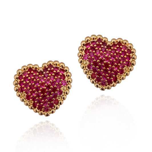 Heart Pillow Stud Earring - HK Jewels