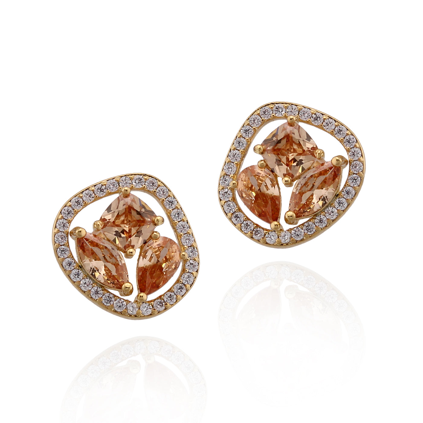 Gold Plated Surgical Steel Medium Pebble Shaped Studs - HK Jewels