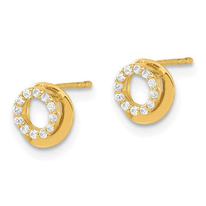 14k Childrens CZ Circle Post Earrings - HK Jewels