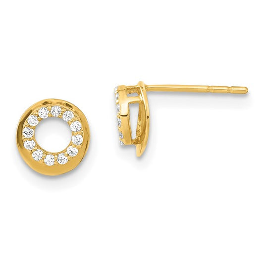 14k Childrens CZ Circle Post Earrings - HK Jewels