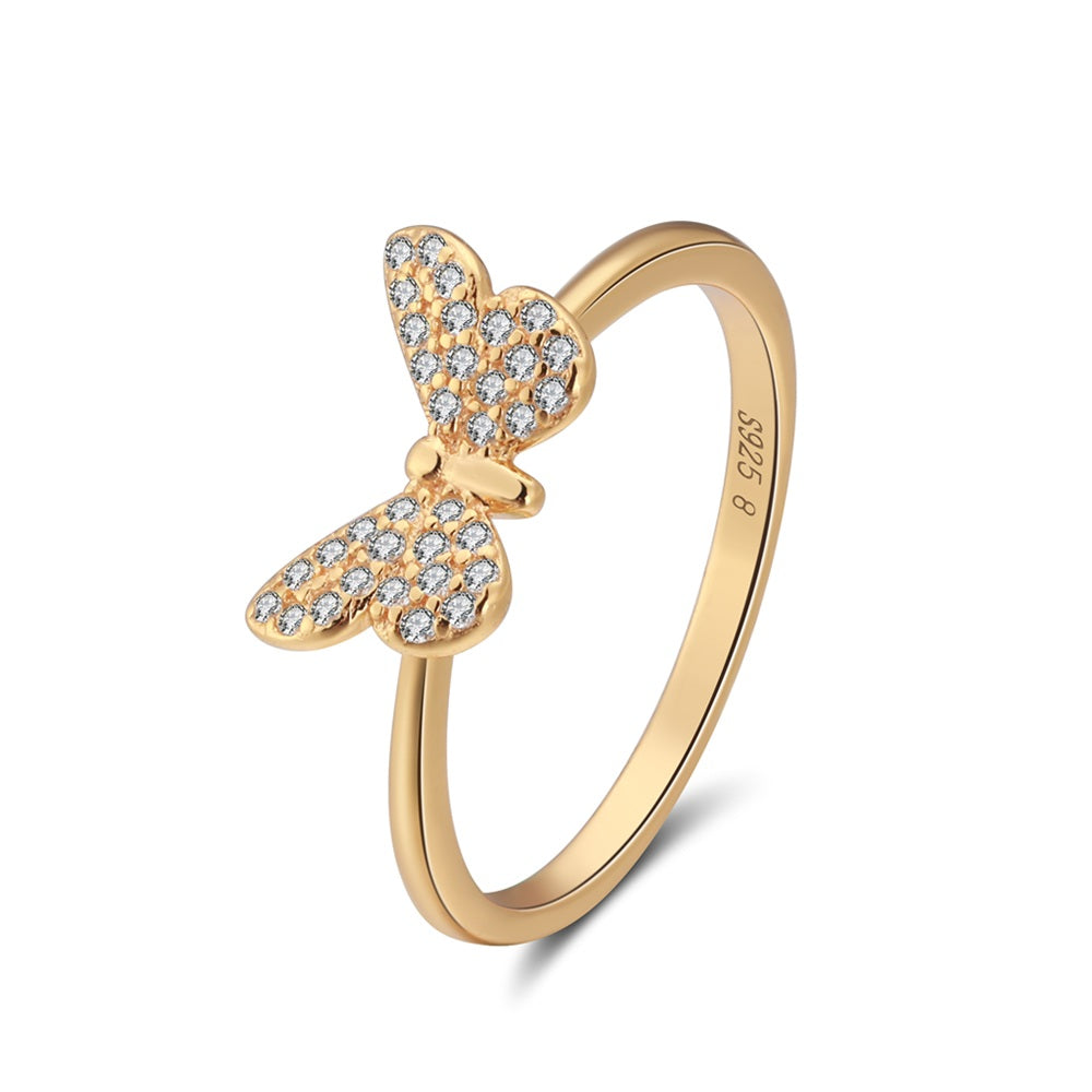 Sterling Silver CZ Butterfly Ring - HK Jewels