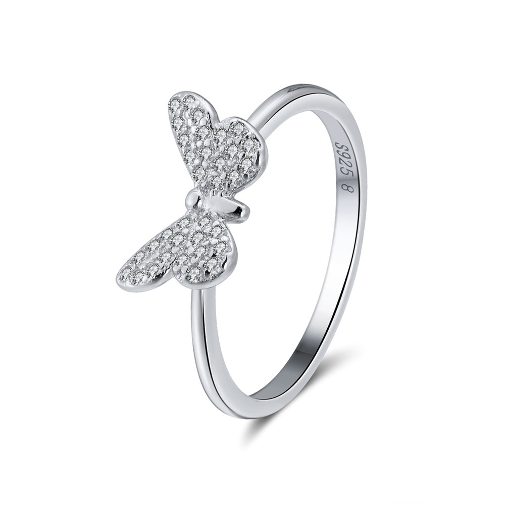 Sterling Silver CZ Butterfly Ring - HK Jewels