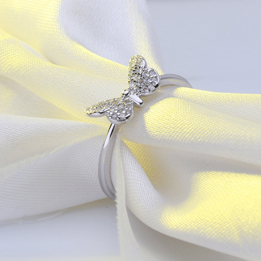 Sterling Silver CZ Butterfly Ring - HK Jewels