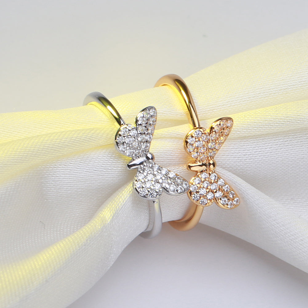 Sterling Silver CZ Butterfly Ring - HK Jewels