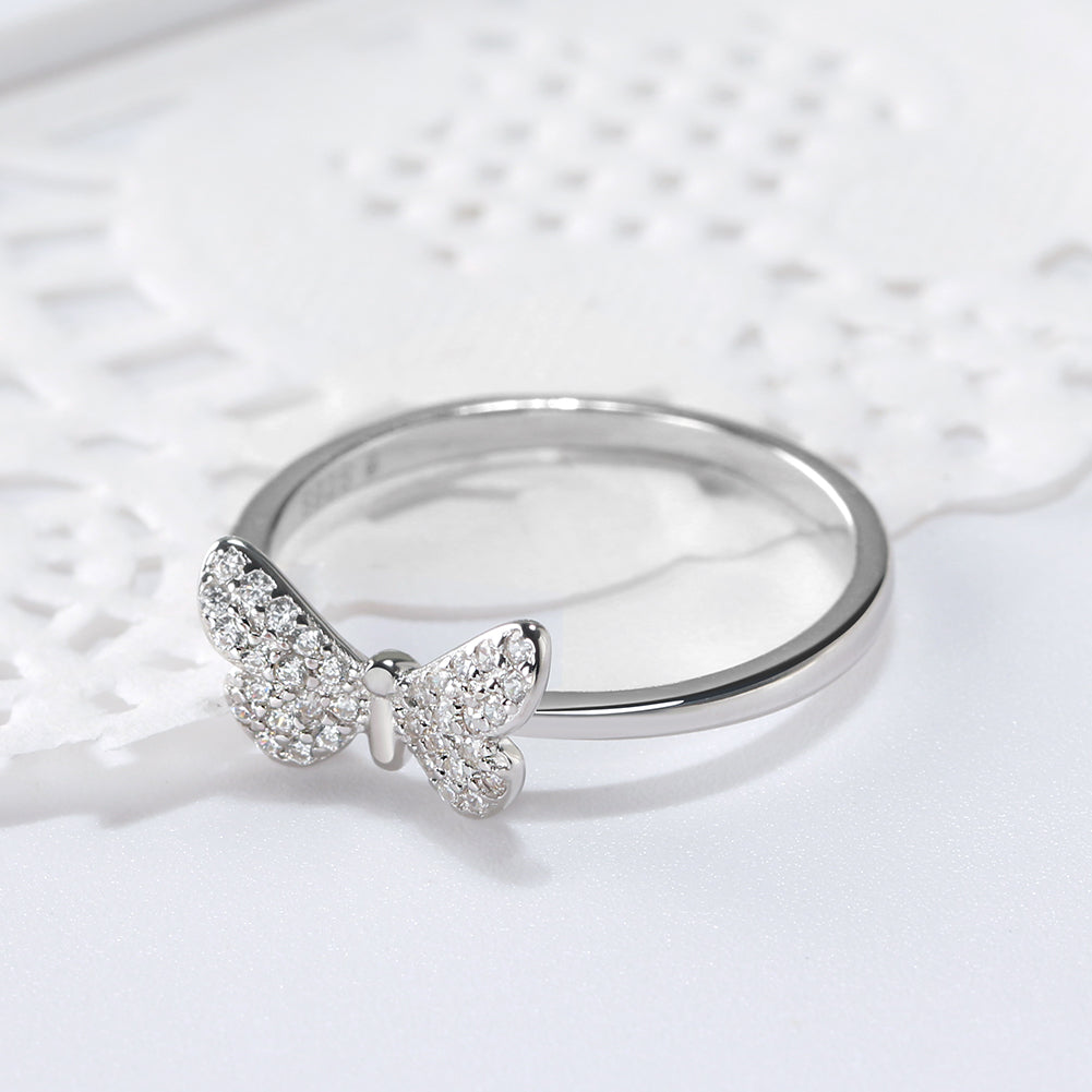Sterling Silver CZ Butterfly Ring - HK Jewels