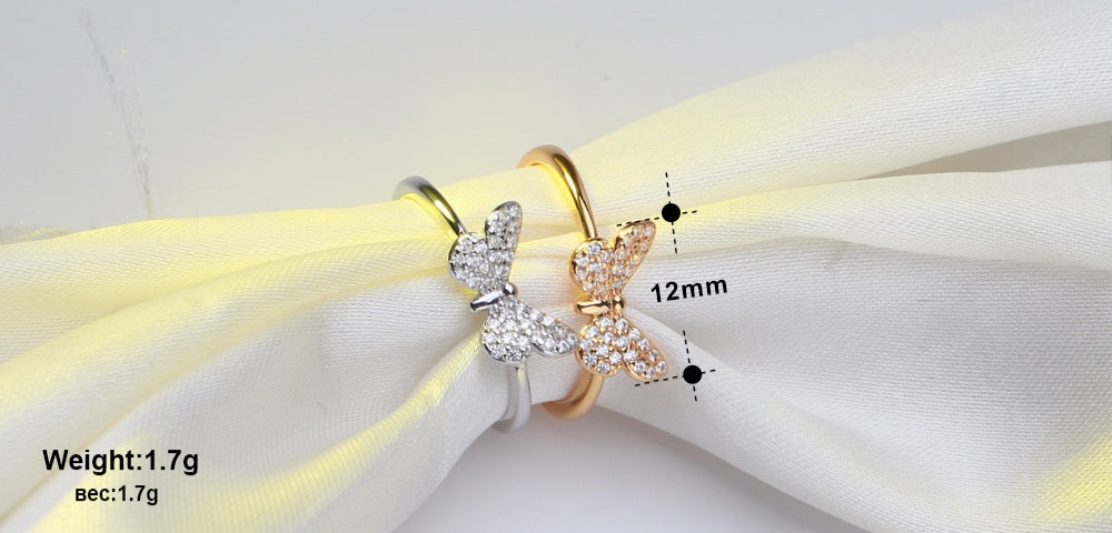 Sterling Silver CZ Butterfly Ring - HK Jewels