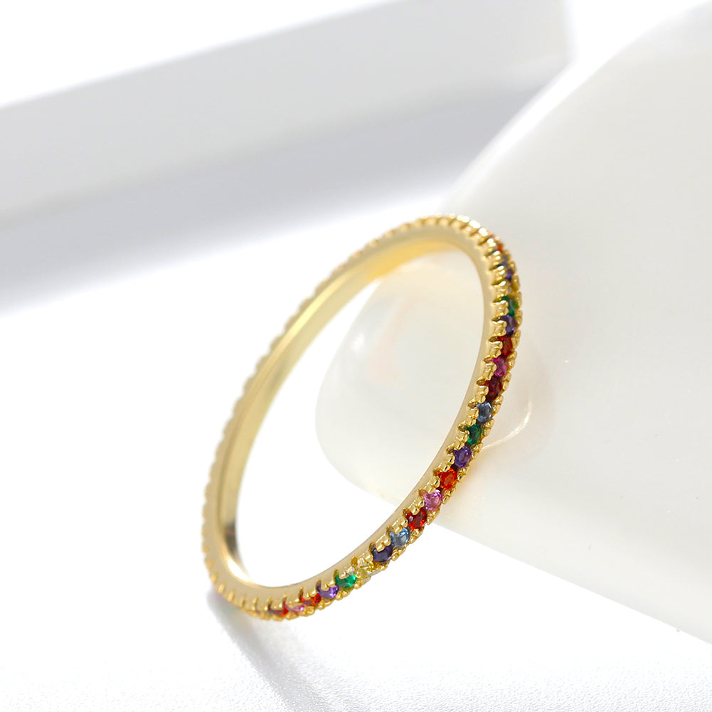 Sterling Silver Multicolor CZ Eternity Band - HK Jewels